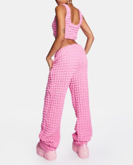 Bubble Knit Crop Top Sweatpant Set