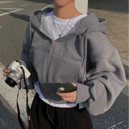 Women's Cropped Zip-Up Hoodie